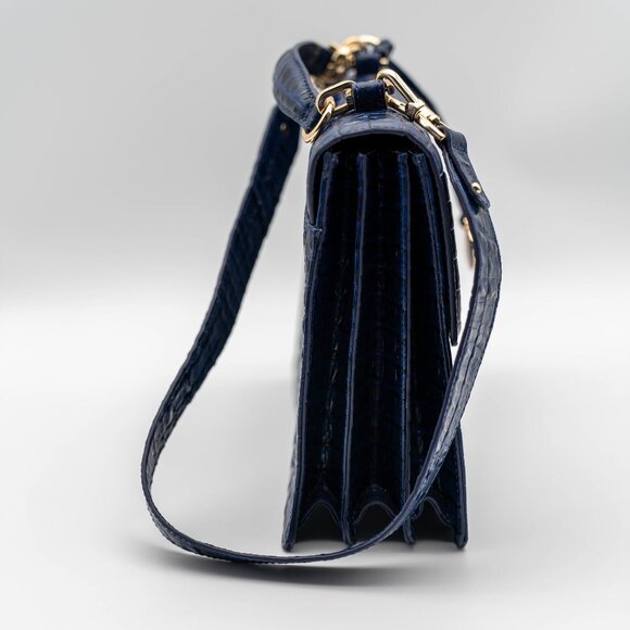 Retro Glam MWOT Brahmin Retired Hallie Ink Leontyne Bule Sachel - Picture 4 of 10